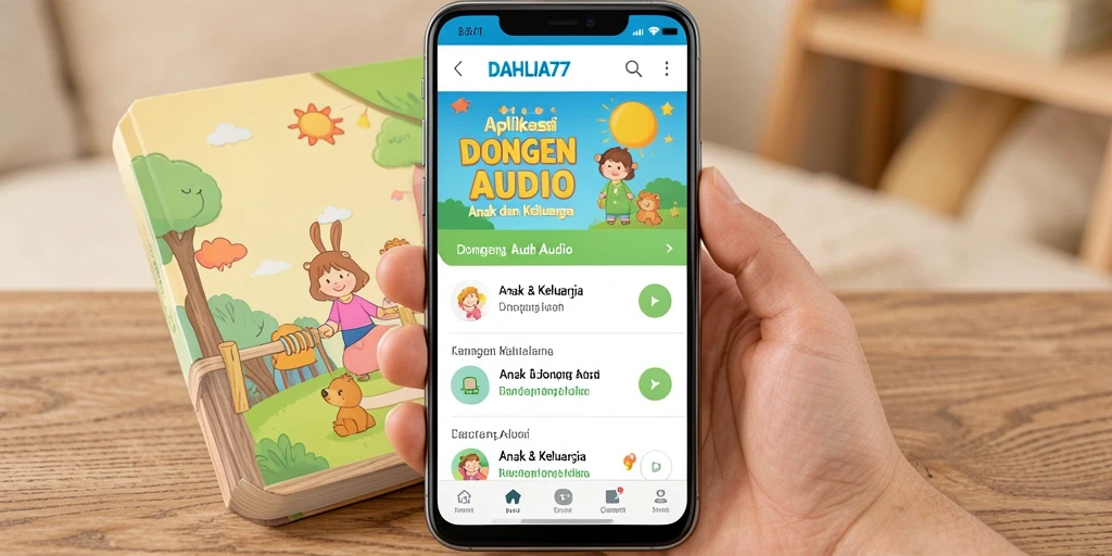 Antarmuka ramah anak dari aplikasi DAHLIA77 untuk mendengar dongeng.