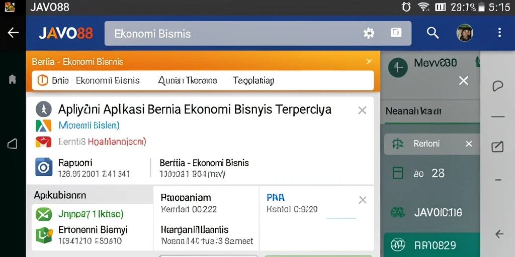 Antarmuka aplikasi JAVO88 dengan informasi ekonomi terkini.