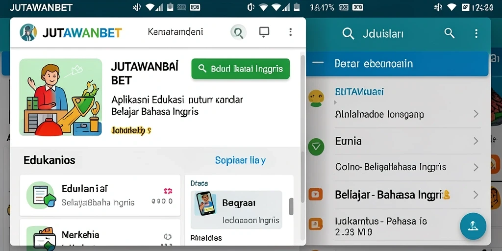 Tampilan antarmuka JUTAWANBET yang menarik untuk belajar bahasa Inggris.