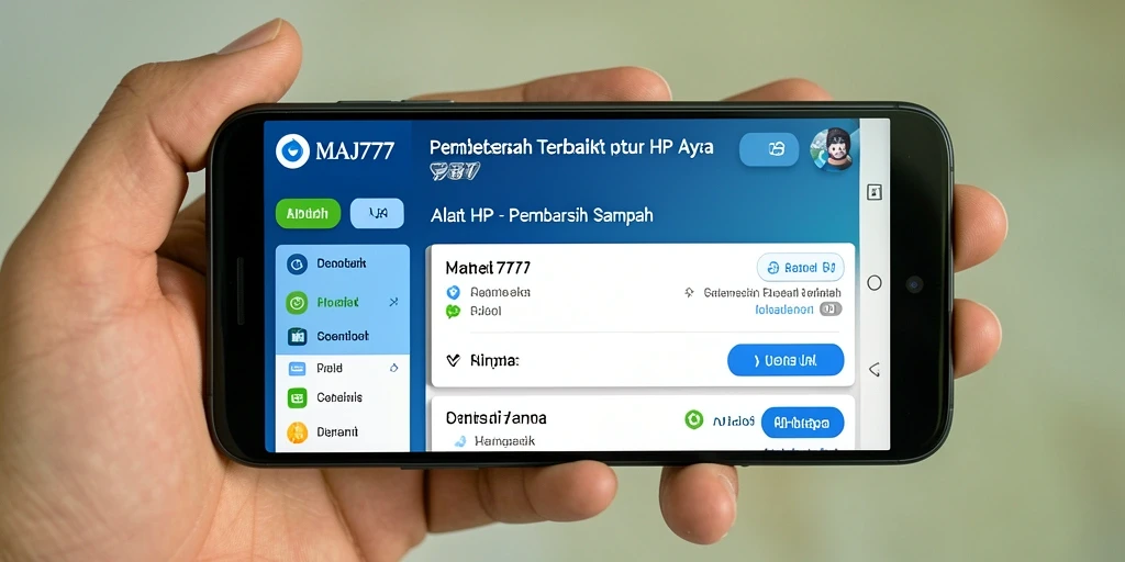 Antarmuka pengguna MAJ777 menunjukkan fungsi Pembersih Sampah dengan jelas.