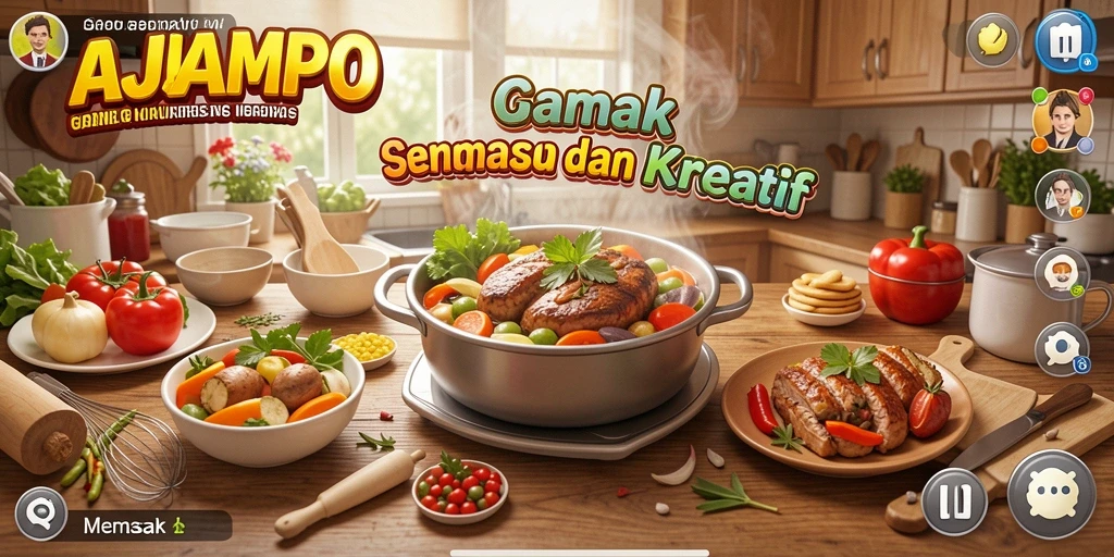 Antarmuka RAJAMPO yang menarik dengan berbagai pilihan resep memasak.