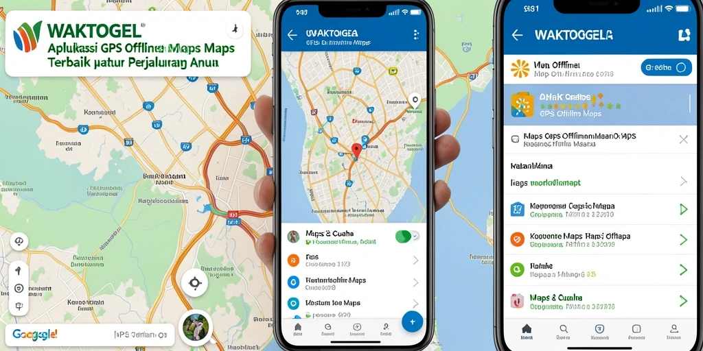 Tampilan antarmuka pengguna WAKTOGEL yang memudahkan navigasi GPS Offline Maps.