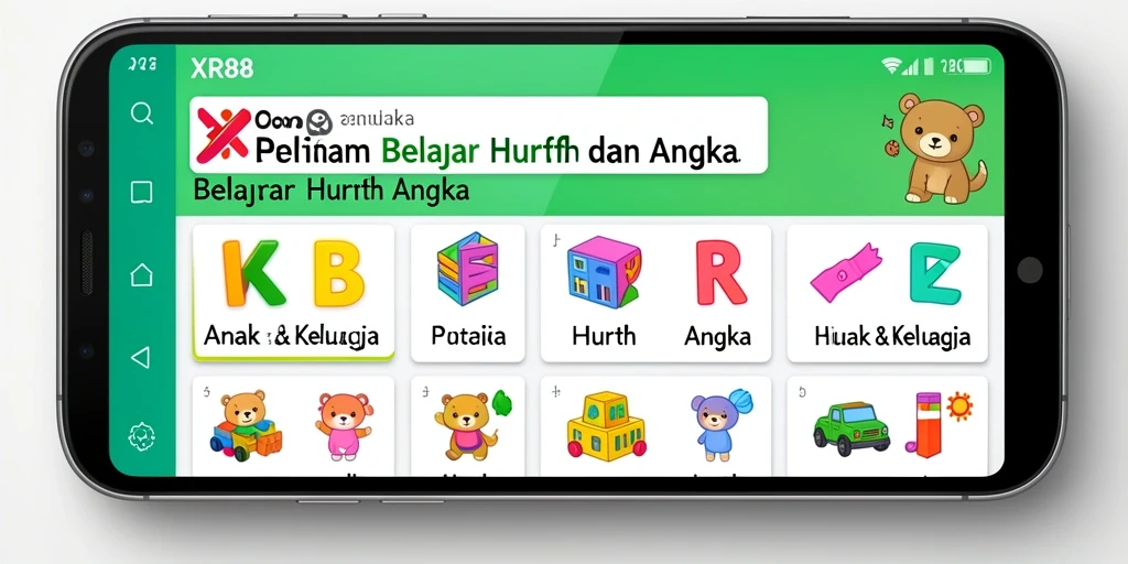 Tampilan antarmuka aplikasi Belajar Huruf Angka yang interaktif.